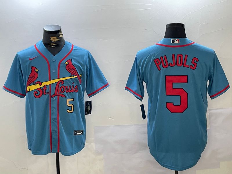 Men St.Louis Cardinals #5 Pujols Blue Game 2024 Nike MLB Jersey style 2->st.louis cardinals->MLB Jersey